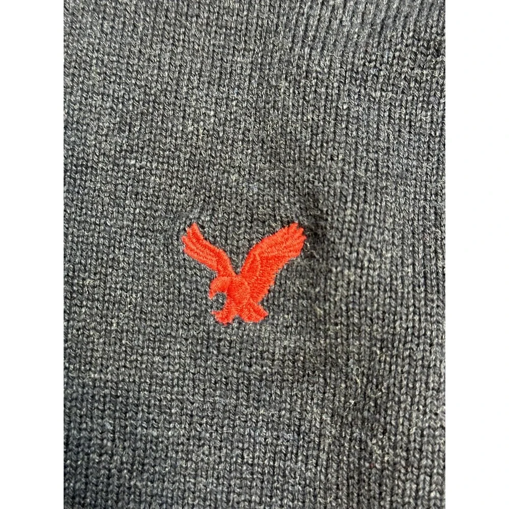 American Eagle Sweater Mens M Navy Blue Crewneck Raglan Contrast Stitch Logo